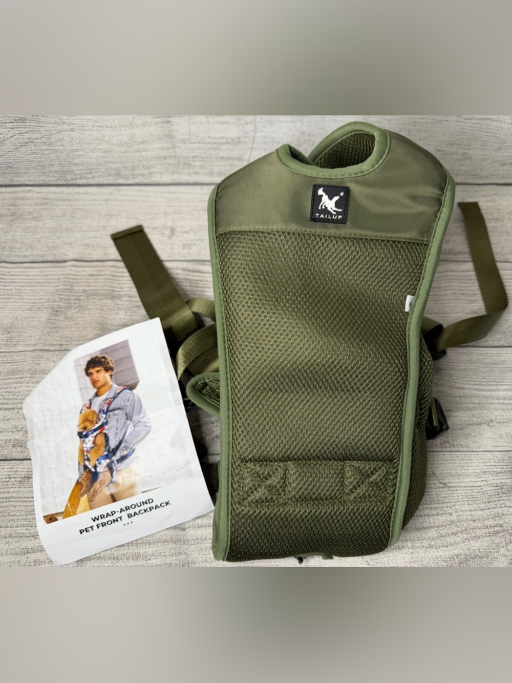 Olive Green Dog Carrier Backpack - Comfort Pet Front Pack - Picture 2 of 4